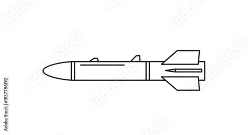 Simple Line Drawing of Missile.