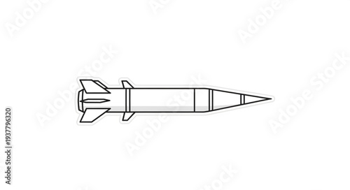 Simple Line Drawing of Missile.