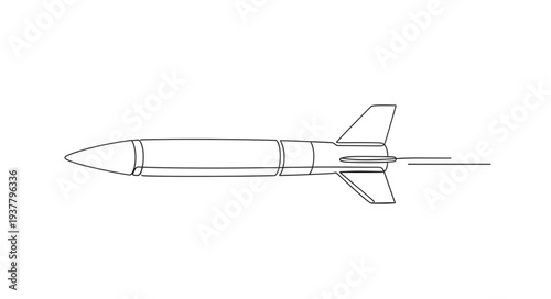 Simple Line Drawing of Missile.