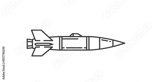 Simple Line Drawing of Missile.