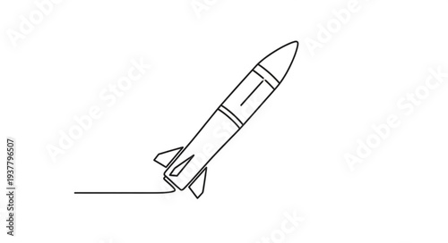 Simple Line Drawing of Rocket.