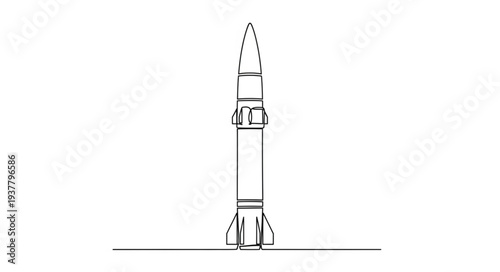 Simple Line Drawing of Rocket.