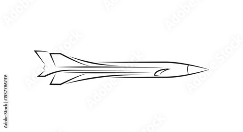 Simple Line Drawing of Rocket.