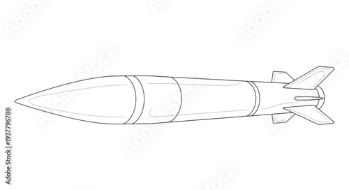 Simple Line Drawing of Missile.