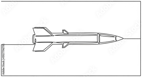 Simple Line Drawing of Missile.