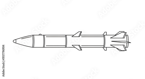 Simple Line Drawing of Missile.