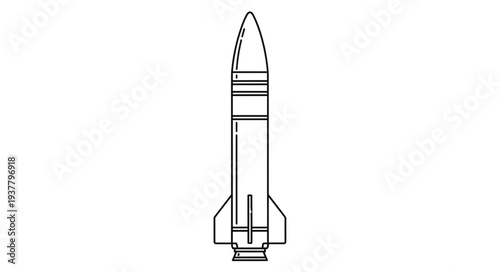 Simple Line Drawing of Rocket.