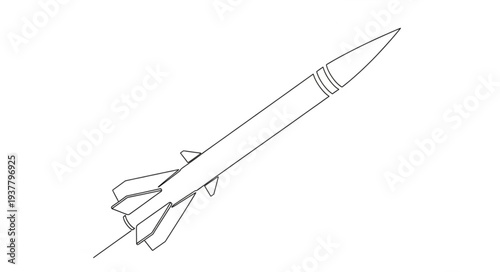 Simple Line Drawing of Missile.