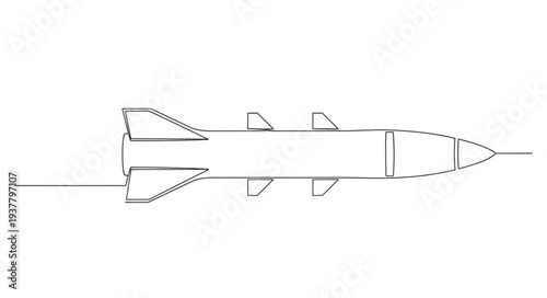 Simple Line Drawing of Missile.