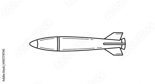 Simple Line Drawing of Missile.