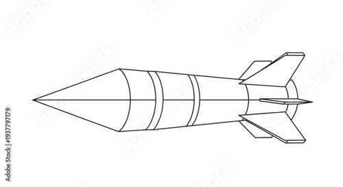 Simple Line Drawing of Missile.