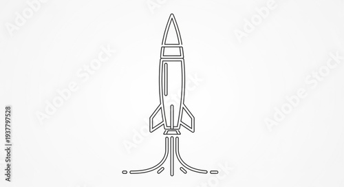 Simple Line Drawing of Rocket.