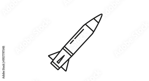 Simple Line Drawing of Rocket.