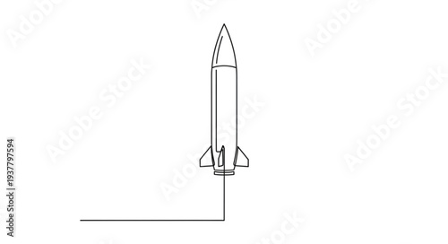 Simple Line Drawing of Rocket.