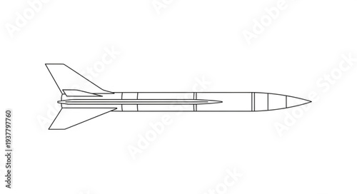 Simple Line Drawing of Missile.