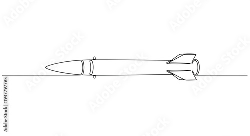 Simple Line Drawing of Rocket.