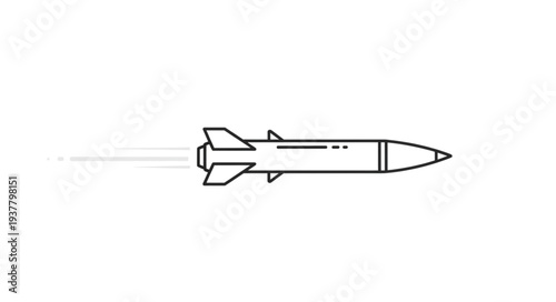 Simple Line Drawing of Rocket.
