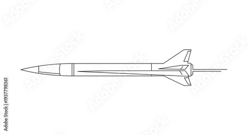 Simple Line Drawing of Missile.