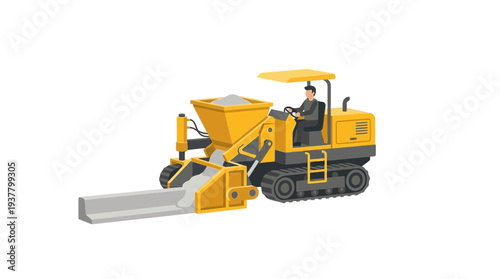 Concrete curb machine with operator laying edge