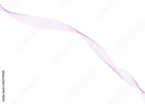 Smooth flowing abstract purple neon wave made of luminous particles on futuristic vector illustration white background.