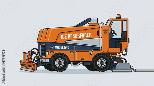 Orange Ice Resurfacer Machine