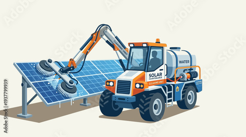 Solar panel cleaning machine with robotic arm cleaning array