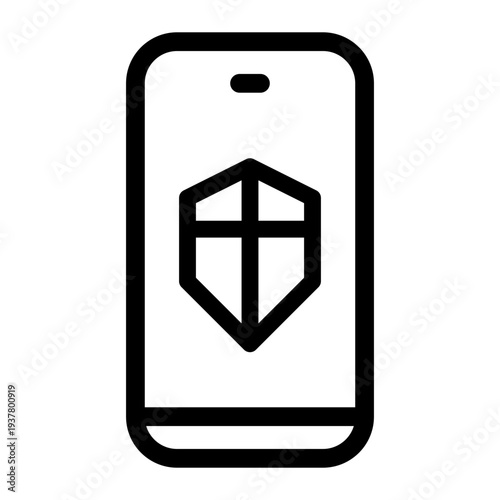 Mobile Phone Security Icon - Smartphone Shield Symbol