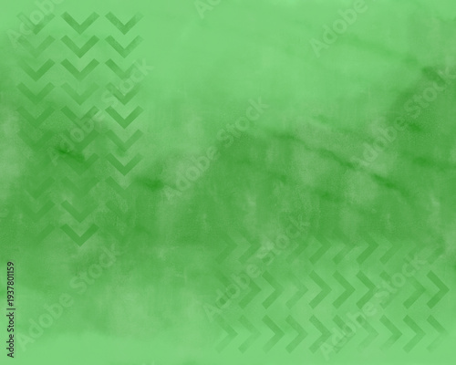  Abstract green watercolor texture background with geometric chevron patterns