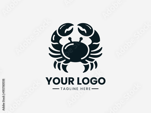 Crab Croissant black vector logo illustration on white background