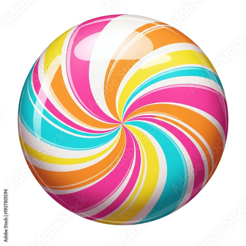 Colorful swirly lollipop candy isolated on transparent background sweet treat