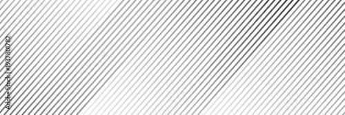 Slant line halftone gradation texture. Fading diagonal stripe gradient background. Black oblique pattern backdrop. Vanishing thin parallel line wallpaper for overlay