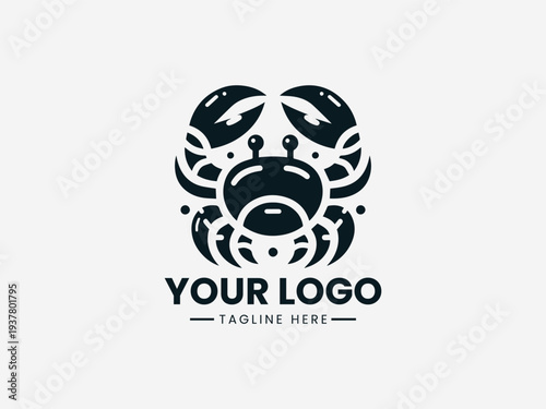 Crab Croissant black vector logo illustration on white background