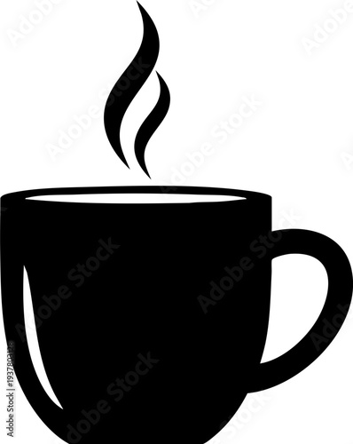 Coffee cup silhouette icon for cafe branding