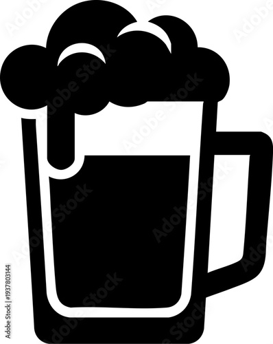 Beer pint icon with foam for alcohol menu
