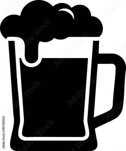 Beer mug icon for pub and alcohol beverage