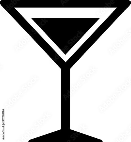 Empty martini glass icon for beverage menu