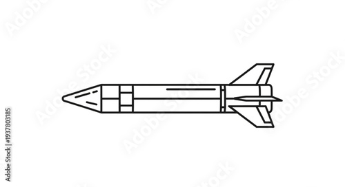 Simple Line Drawing of Missile.