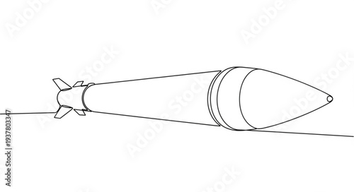 Simple Line Drawing of Missile.