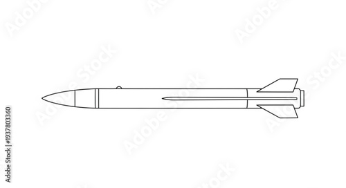 Simple Line Drawing of Missile.