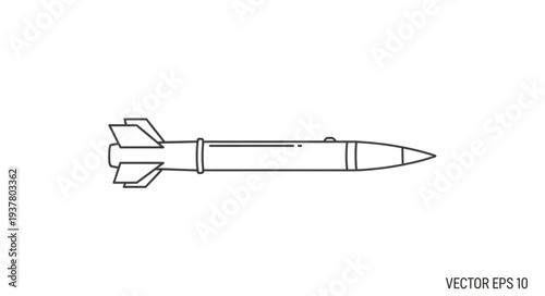 Simple Line Drawing of Missile.