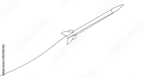Simple Line Drawing of Rocket.
