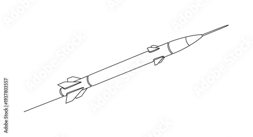 Simple Line Drawing of Rocket.