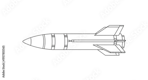 Simple Line Drawing of Rocket.