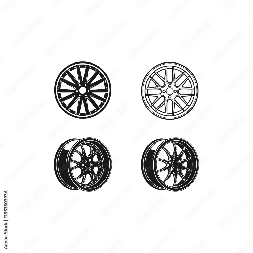 Fototapeta premium Alloy Wheel Designs vector illustration