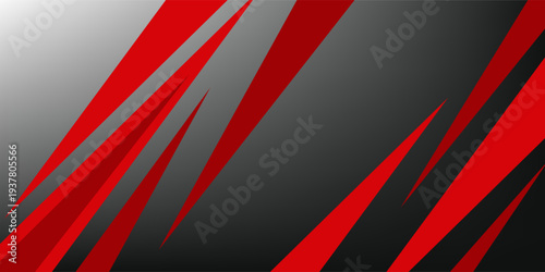 Vektor spanduk abstrak, latar belakang horizontal modern dengan warna geometris merah putih dan hitam untuk teknologi dan tema olah ragaPrint