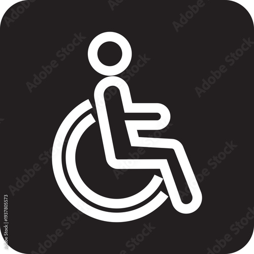 Wheelchair accessible black outline icon. Disabled person vector illustration in simple and recognizable design for accessibility isolated on transparent background. Handicapped access sign or symbol.
