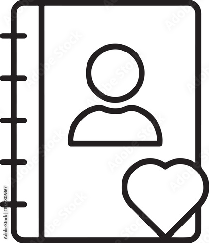 Favorites Contact Book Icon Line Art Design