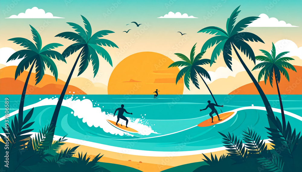 Obraz premium Summer Surf Paradise Vector