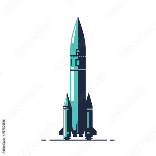 Balistic Vector Illustration of Rocket Launching into War