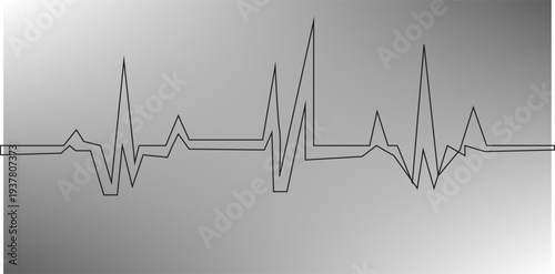 Heartbeat cardiogram continuous line art drawn. Heart pulse and rate symbol. Vector illustration isolated on white.